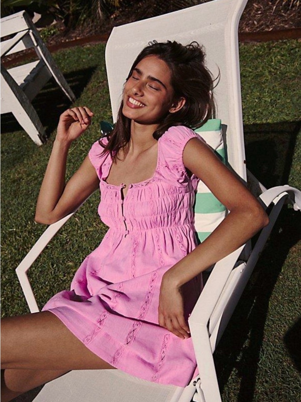 Free People Nina Babydoll Cotton-Linen Mini Dress size small like new